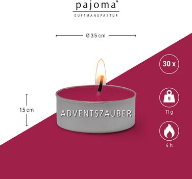 Ароматичних чайних свічок 3x30 шт. ароматичні свічки багато ароматів на вибір висота 1,5 см, Ø 3,5 см (Advent Magic, 30), 90