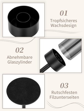 Підсвічник з чорним склом 45,40,34 см Sziqiqi