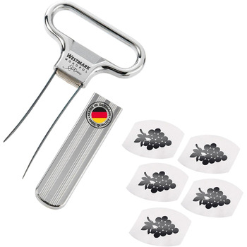 Штопор Westmark Blade/Clapp, в т.ч. відкривачка для пляшок, литий під тиском цинк/сталь, Ah-So, срібло, 6285556C (хромований, декорувальник і пробка 5 наливників для вина)