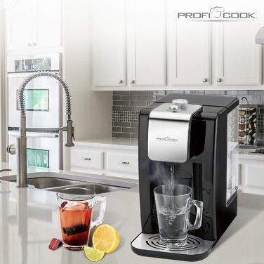 Диспенсер для горячей воды ProfiCook PC-HWS 1145, корпус из нержавеющей стали, горячая вода нажатием кнопки примерно за 3 секунды, светодиодный дисплей с сенсорным управлением, 2600 Вт (резервуар для воды 2,2 литра)