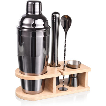 Набір коктейльних шейкерів, 5-компонентний набір бармена з нержавіючої сталі, 750 мл, професійний барменський набір для змішування мартіні, стильний домашній набір інструментів для бару з буклетом рецептів коктейлів