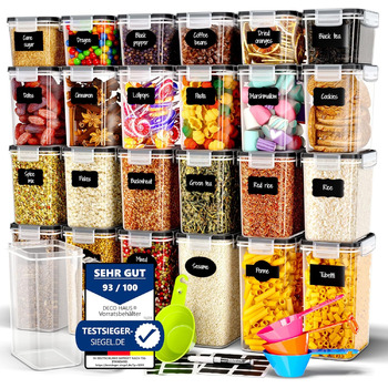 Набір ємностей для зберігання 24 предмети, прозорий/чорний Deco haus