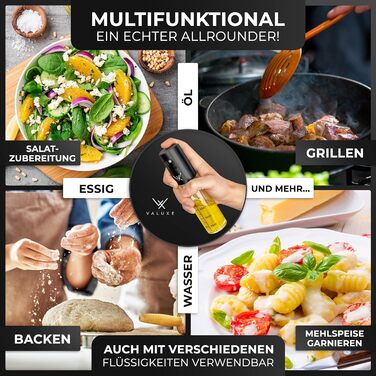 Масляний розпилювач VALUXE Premium Gold ОРИГІНАЛ - Надзвичайно точний флакон для розпилення олії з нержавіючої сталі та скла - Багатофункціональний розпилювач для олії - Стильні та круті кухонні гаджети (подарункова коробка)