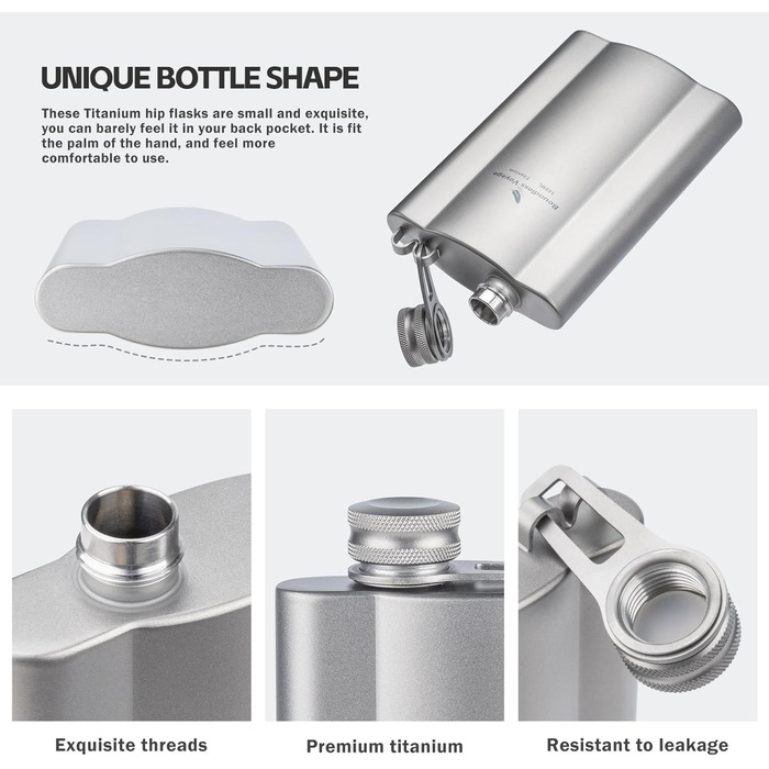 Мл Ультралегка маленька колба для лікеру Портативний туристичний віскі Горілка Винна пляшка для зовнішньої кишені з лійкою Ti3073D (Ti3072D-180 мл чорний), 240