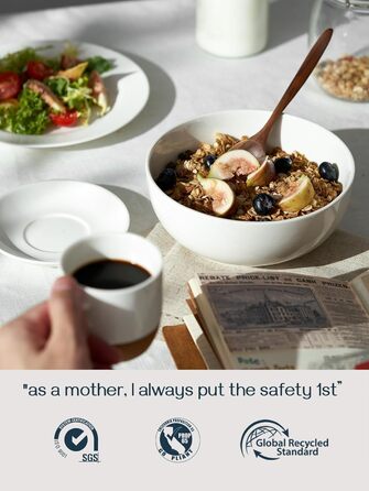 Набір з 4 великих мисок для супу 1,1 л, білий Dowan