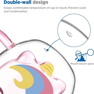 Двостінні милі келихи для лате макіато з різдвяною ялинкою 270 мл Кавова чашка Різдвяна кружка з ситечком для чаю з різдвяною ялинкою Чайні склянки для молока, льоду, різдвяні подарунки для жінок і дітей (Тип 7-чашка єдинорога, Тип 7-280 мл*1)