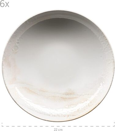 Набір тарілок Mser, керамограніт Ossia, 6 персон, набір тарілок білих / бежевих