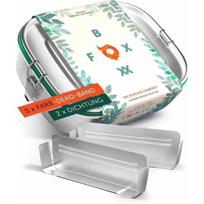 Ланч-бокс для дітей металевий 800 мл, 2 перегородки FOXBOXX