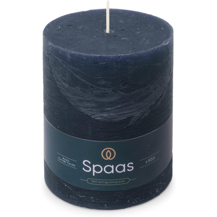 Свічка Spaas Rustic Pillar, 100/130 мм, 95 год, чорна (темно-синя)