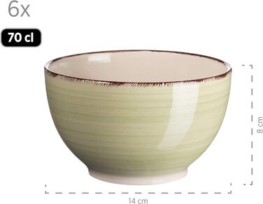 Набір вінтажного посуду з 30 предметів на 6 осіб, керамічний комбінований сервіз з ручним розписом, керамограніт, (зелений)