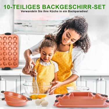 Набір форм для випікання NutriChef із 8 предметів набір форм для випікання, що включає форму для торта, деко, форму для хліба, форму для мафінів, рознімну форму, форму для піци, круглу форму для випікання та прямокутну форму для випікання. Міцні аксесуари