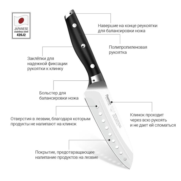 Сантоку ніж Fissman TAKATSU 18 см (2360)