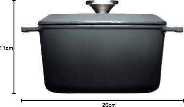 Чавунна каструля Ø 24 см, синього кольору, з кришкою та силіконовими ручками емальований чавун, підходить для індукції та духовки для всіх типів плит Ø 24 см, висота 11 см, 4,2 літра (сіра, Ø 20 см, 11 см, 2,8 літра)