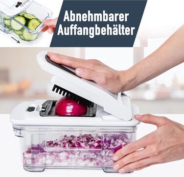 Овочерізка мандоліна, овочерізка, нарізка для огірків, нарізка для цибулі, картоплерізка, фрукторізка, терка для овочів та сиру, різак для жульєну (все в 1, білий)