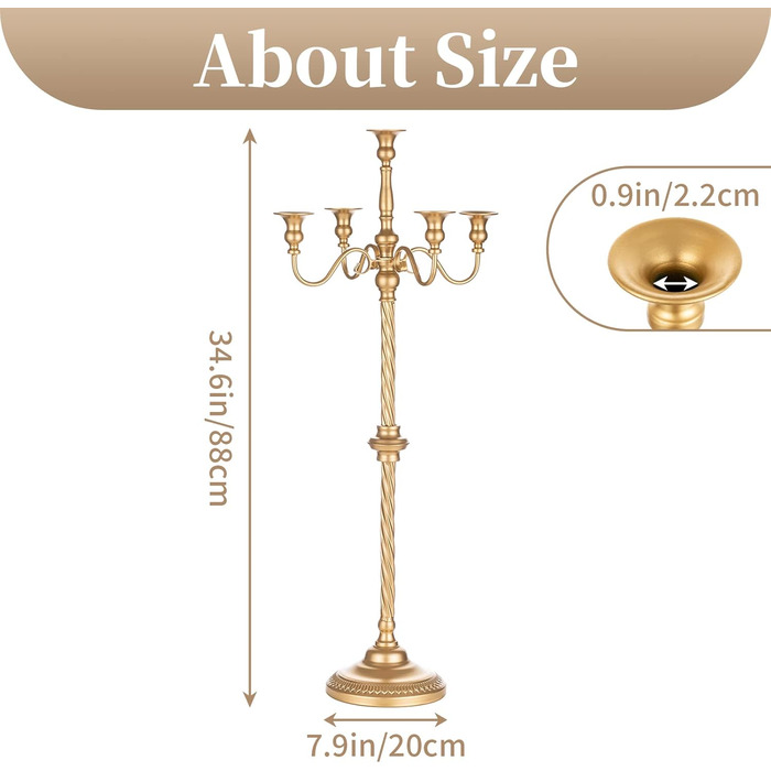 Золотий свічник, металевий 88 см Sziqiqi