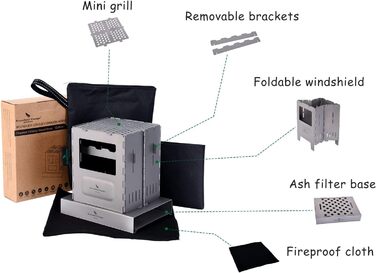 Складная дровяная печь с креплением для наружного отдыха, кемпинга Boundless Voyage