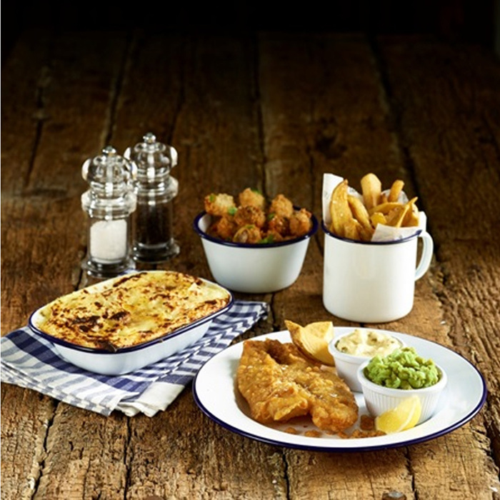 Страва емальована, 20х15х4, 5 см біла з синім обідком, GenWare