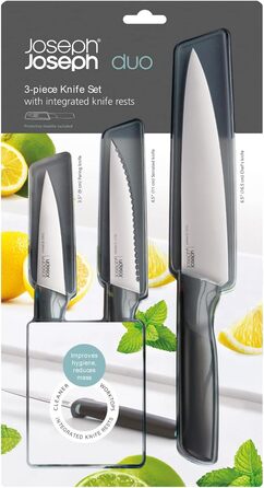 Набір ножів, 3 предмети, чорний/опал Duo Elevate Joseph Joseph