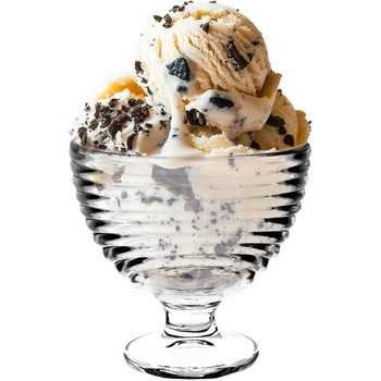 Десертні миски KADAX з основою, келихи для морозива, прозорі миски для морозива, келихи для морозива, миски для морозива, десертні келихи для морозива, закусок, десертів та фруктів (квіткові 6 шт.) (хвилясті )