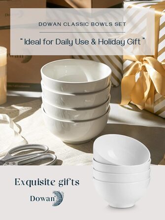 Набір з 4 мисок для супу 650 мл, білий DOWAN