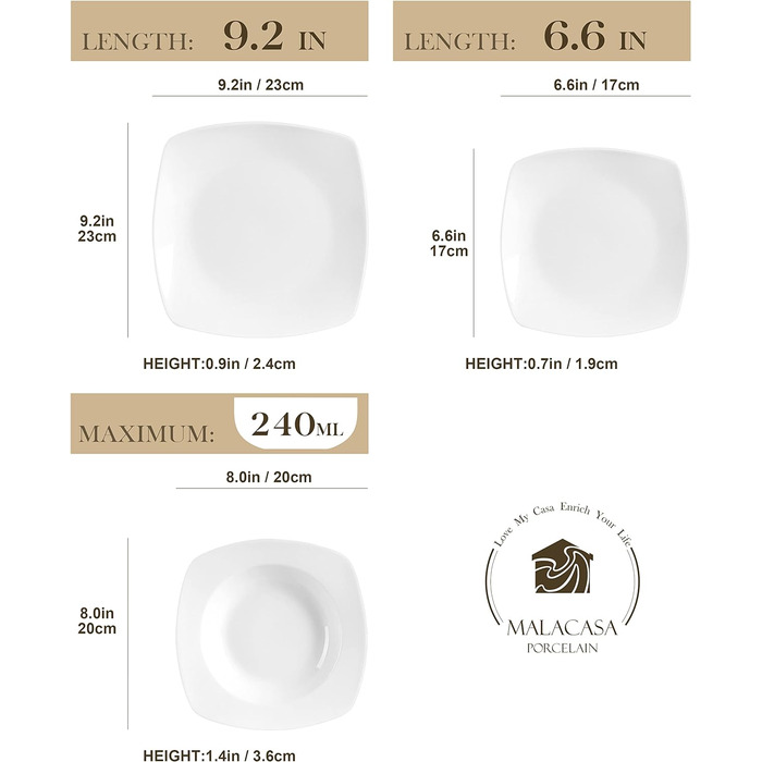 Серія Julia, набір посуду 12 персон, порцеляновий набір посуду, столовий сервіз з обідньою тарілкою, десертна тарілка, супова тарілка, кавові чашки, блюдця по 12 шт. кожна (36 шт. , комбінований сервіз)