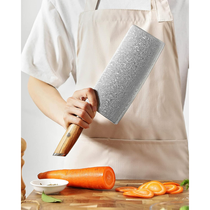 Китайський кухарський ніж-тесак 19 см, дамаська сталь XINZUO