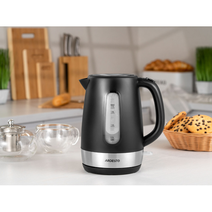 ARDESTO Електрочайник 1.7л, Strix, пластик, чорний матовий