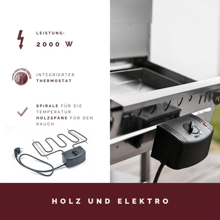 Коптильна шафа на 10 кг м'яса електрична з підставкою 2000 Вт Kaiser Company