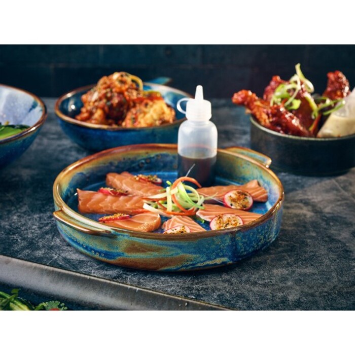 Блюдо для запекания 20.3 см с ручками, Terra Porcelain Aqua Blue, GenWare