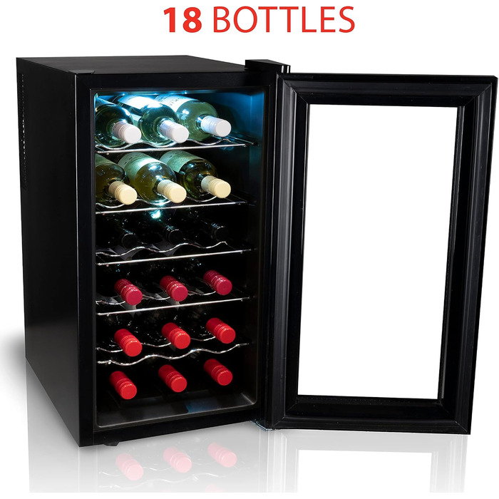Винний холодильник до 18 пляшок чорний alpina