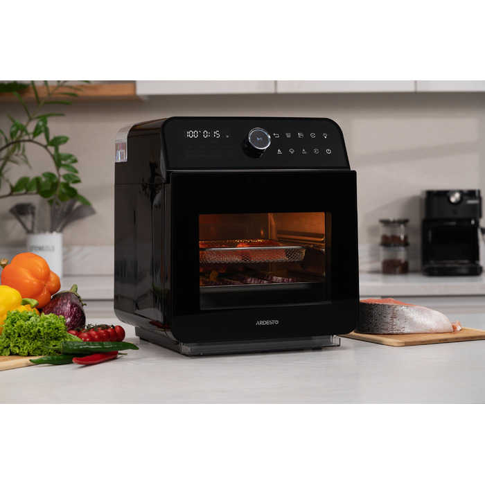 ARDESTO Мультипіч, 2250Вт, об'єм-15л, сенсорне керування, функція приготування на пару, 40-220°C, метал/пластик, біло-чорний