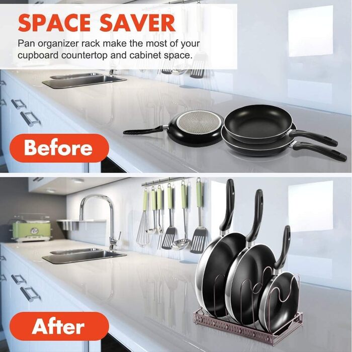 Подставка для посуды раздвижная 58,5 x 18 см, на 7 отделений, черная Masthome