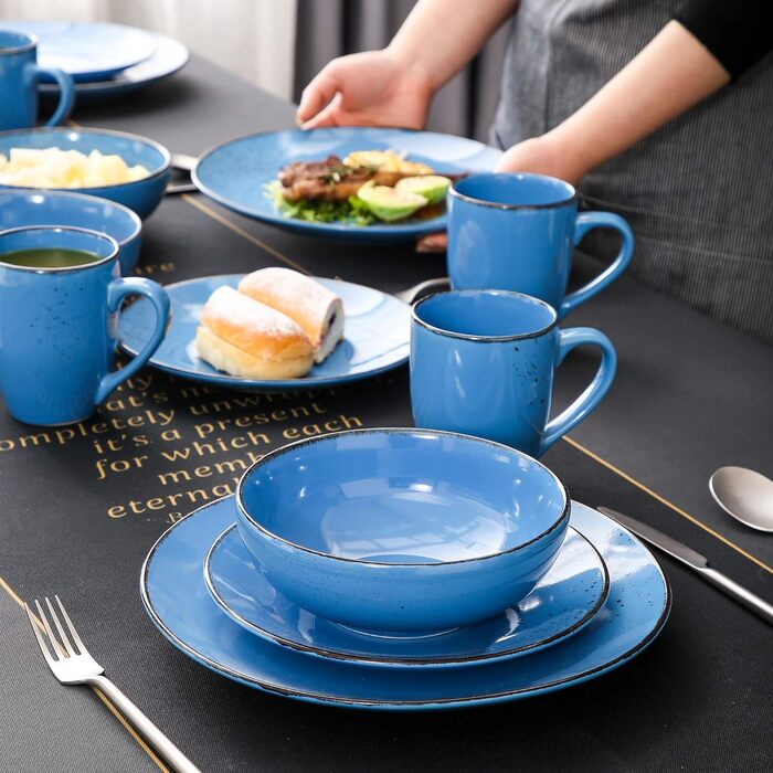 Комбінований сервіз vancasso, набір посуду Navia з кераміки, обідній сервіз із 32 предметів, вінтажний зовнішній вигляд, дизайн природи (набір із 32 предметів, Navia-4)