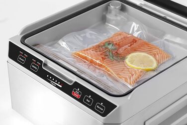 Камерний вакуумний пакувальник з нержавіючої сталі, вакуумна камера 3л 70 л/хв, подвійне зварювання, регульований час вакууму та зварювання, 1417 одинарний, 40 -