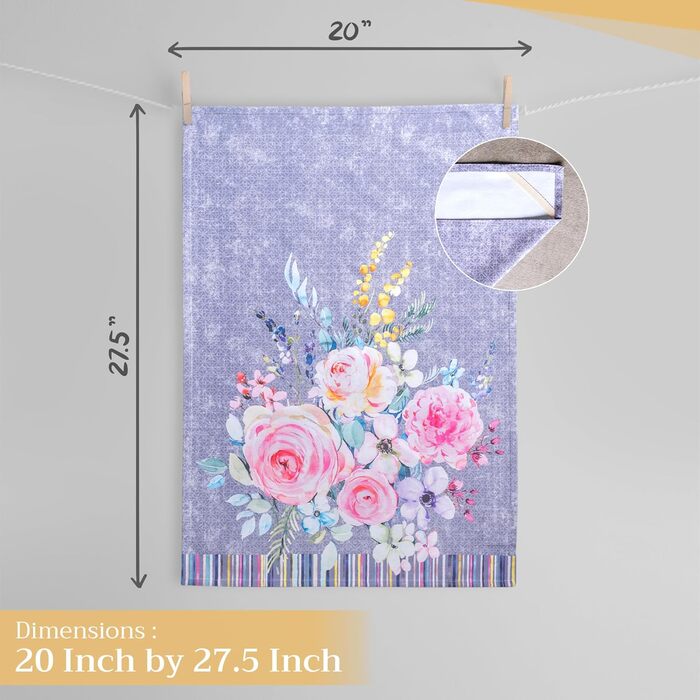 Набір з 3 багатоцільових кухонних рушників Maison d&39 Hermine Rural Christmas, 100 бавовна Барні рушники День подяки/Різдво (50 см x 70 см) (Солодка троянда-лаванда - Пишні лавандові троянди)