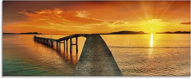 Настінний декор ARTland скляні картини настінна картина скляна картина цільна 40x40 см квадрат пляж море сонце Кариби природа пейзаж узбережжя схід сонця морський S7LE (Пірс, 125Д x 50Ш см)