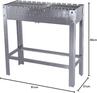 Професійний портативний мангал з 12 шампурами 31 x 81 x 80 см METRO Professional