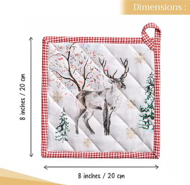 Рукавички для духовки Maison d&39 Hermine, підставки для каструль, 100 бавовна, термостійкі кухонні рукавички, рукавички для духовки (19 см x 33 см) та підставки для каструль (20 см x 20 см) для приготування їжі, Morzine - Рукавички для духовки на День по