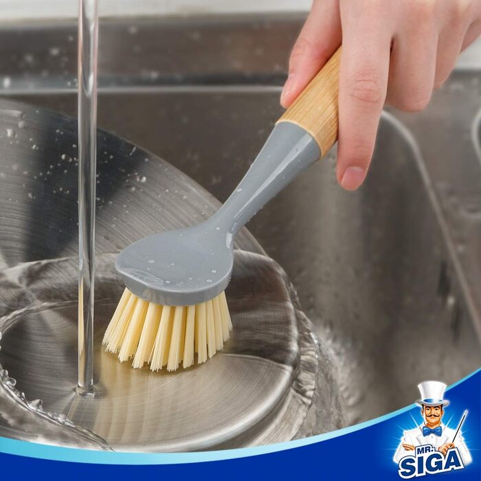 Щітка для посуду зі скребкои з бамбуковою ручкою 2 шт. MR.SIGA