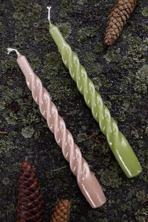 Набір з 6 декоративних свічок 2,2 x 21 см, лісовий зелений Candles with a Twist Kunstindustrien