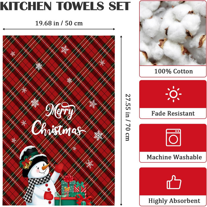 Набір з 4 різдвяних кухонних рушників 48 x 70 см Arquiel
