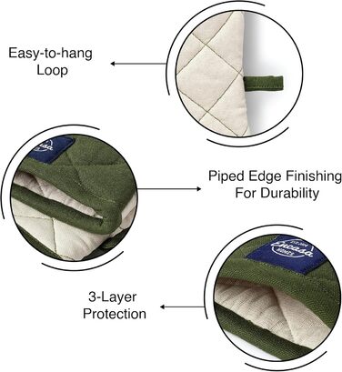 Рукавички для духовки та мікрохвильової печі Encasa Homes Extra Long (2 шт.) для кухні - Силіконові сріблясті термостійкі - Захищають руки від гарячого обладнання - (18x30 см, листя зеленого кольору)