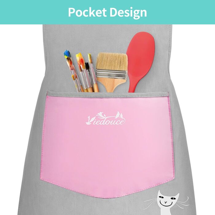 Фартух кухонний для дітей 46 х 60 см рожевий Viedouce