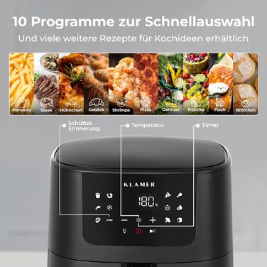Аерофритюрниця 5 л, 1500 Вт, чорна Klamer