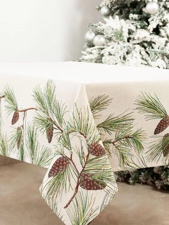 Різдвяна гобеленова скатертина Home of Christmas Скатертина на Різдво та Новий рік (Соснові шишки (без блискіток), 140x180 см)
