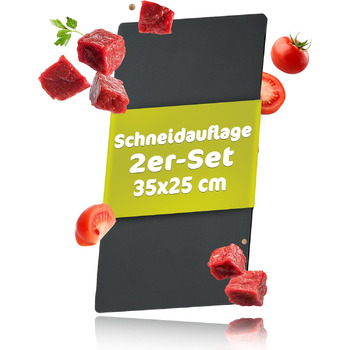 Обробна дошка RSLE Basic Line - 39 x 26 см, високоякісна бамбукова обробна дошка з жолобком для соку та нековзними гумовими ніжками, може використовуватися як дошка для нарізання та подачі, міцна дерев&39яна дошка для кухні (комплект з 2 шт. , 35 Д x 25 Ш