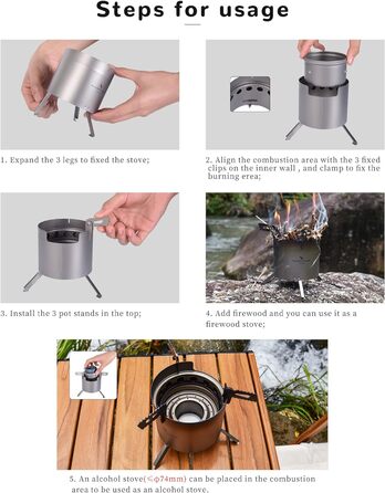 Титанова дров'яна піч зі знімними підставками iBasingo