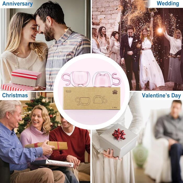 Двостінні милі келихи для лате макіато з різдвяною ялинкою 270 мл Кавова чашка Різдвяна кружка з ситечком для чаю з різдвяною ялинкою Чайні склянки для молока, льоду, різдвяні подарунки для жінок і дітей (тип 13 рожевий-130 мл*2, 130 мл*2)