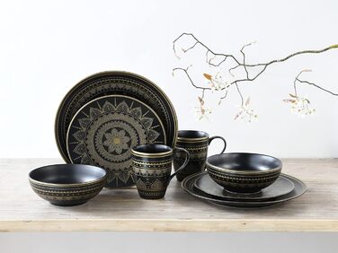 Набір посуду на 2 персони, 8 предметів, золотисто-чорний Mandala Gold Black Creatable
