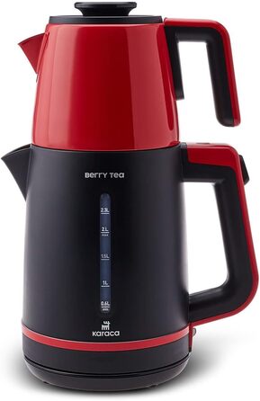 Вт зі сталевим чайником і чайником, чайником, турецьким чайником, турецьким традиційним чаєм (Tek Ebat, червоний), 1700